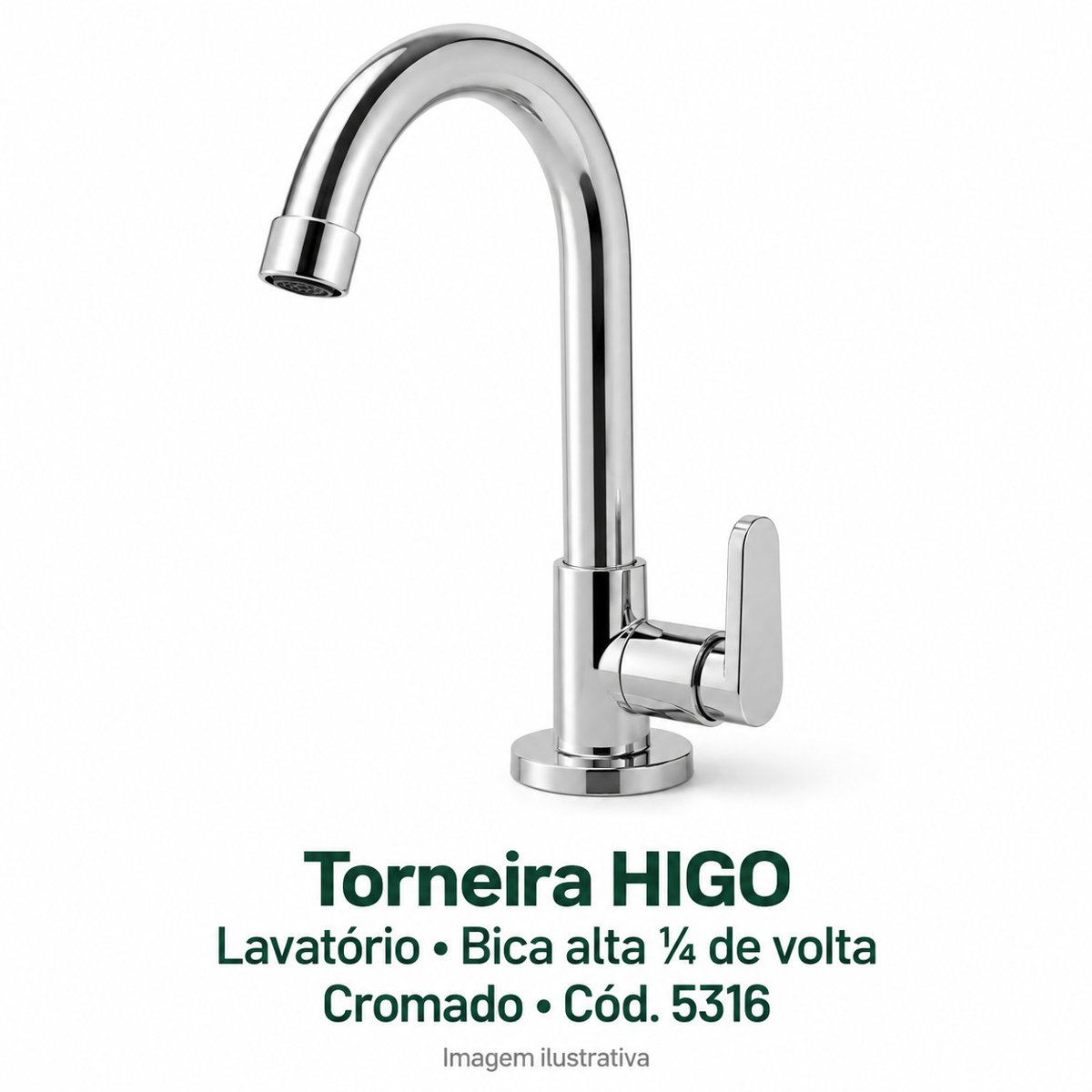 Torneira HIGO lavat. b.alta 1/4v Cromado