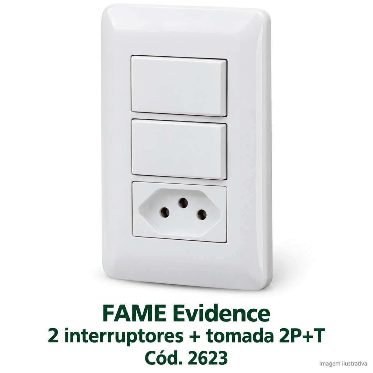 FAME Interruptor 2 Teclas + Tomada 2P+T