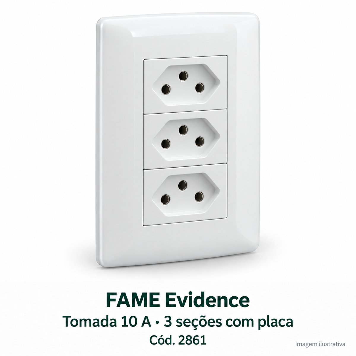 FAME Tomada 2P+T 10A com placa 3 Secoes