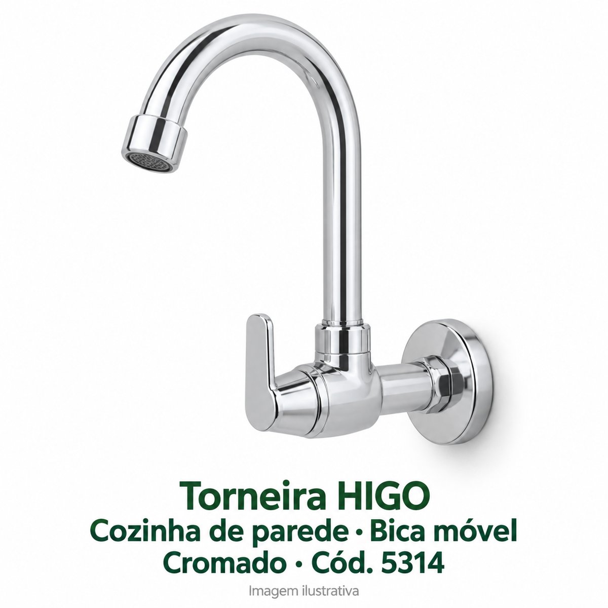 Torneira HIGO cozinha parede BM Cromado