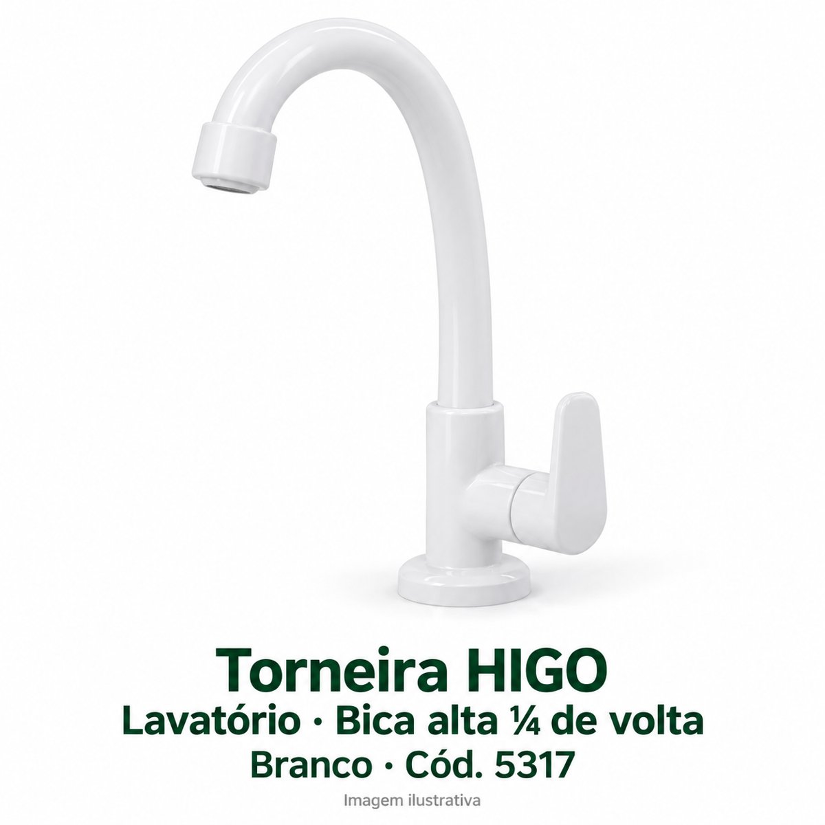 Torneira HIGO lavat. b.alta 1/4v Branco