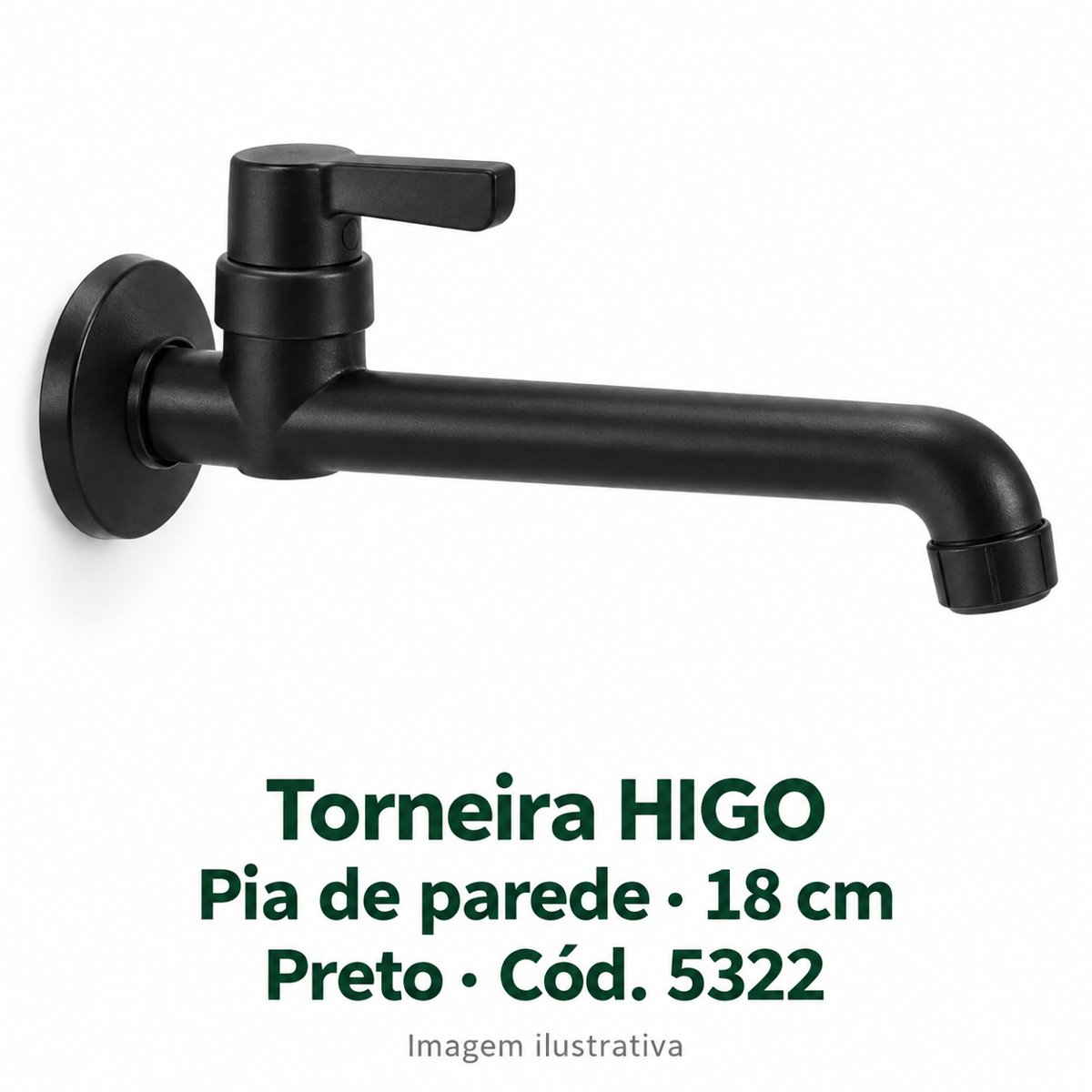 Torneira HIGO Pia par. 18cm ar. Preto
