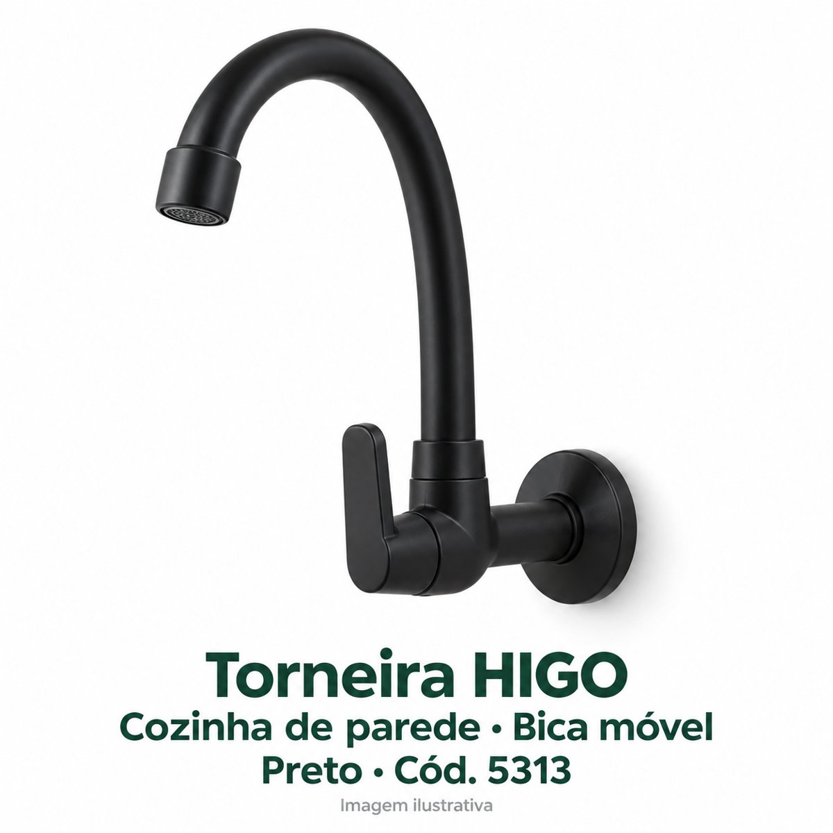 Torneira HIGO cozinha parede BM Preto