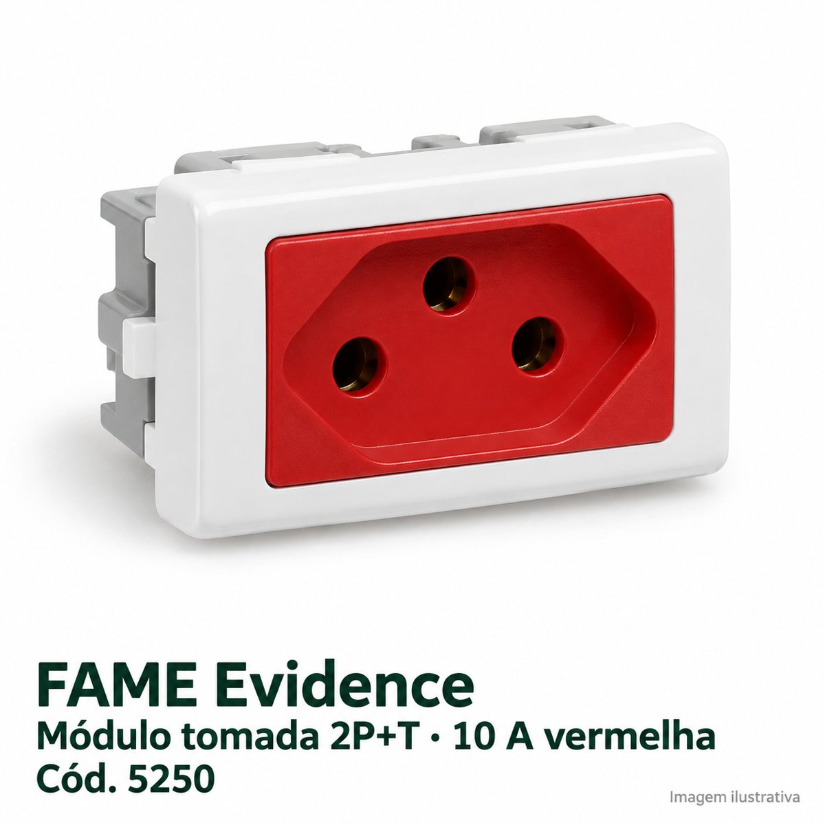 FAME Tomada modulo 2P+T 10A VERMELHA